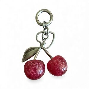 NWT Sparkly Cherry Bag Charm Keychain | Pink Glitter Cherries | Cute Accessory